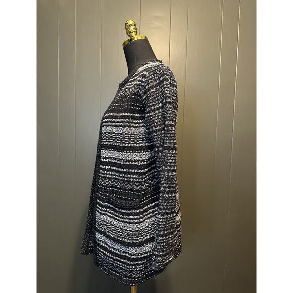 Talbots Black White Metallic Duster Open Front Cardigan Sweater Women’s SP - Picture 6 of 7